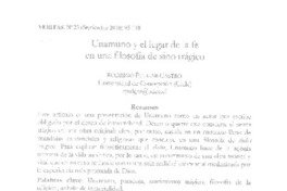 Unamuno y el lugar de la fe en una filosofía de sino trágico