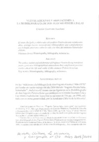 Nuevas adiciones y ampliaciones a la bibliografía de don Eugenio Perira Salas