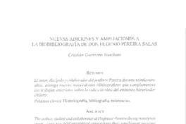 Nuevas adiciones y ampliaciones a la bibliografía de don Eugenio Perira Salas