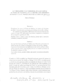 Lo verdadero y lo verosímil en las cartas de Pedro de Valdivia