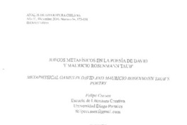 Juegos metafísicos en la poesía de David y Mauricio Rosenmann Taub
