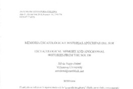 Memoria escatológica e historias apócrifas del sur