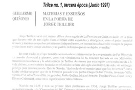 Materias y ensueños en la poesía de Jorge Teillier