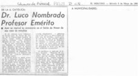 Dr. Luco nombrado profesor emérito.