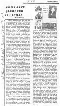 Brillante quehacer cultural