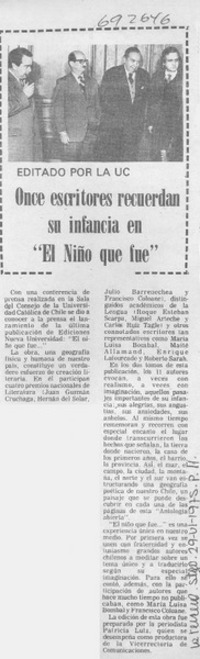 Once escritores recuerdan su infancia en "El niño que fue".