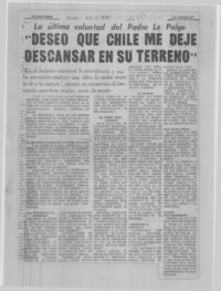 Deseo que Chile me deje descansar en su terreno".
