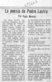 La poesía de Pedro Lastra