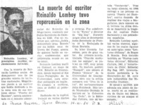 La Muerte del escritor Reinaldo Lomboy tuvo repercusión en la zona.