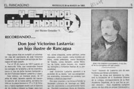Don José Victorino Lastarria: un hijo ilustre de Rancagua