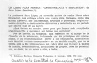 Antropología y educación"