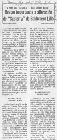 Restan importancia a alteración de "Subterra" de Baldomero Lillo.