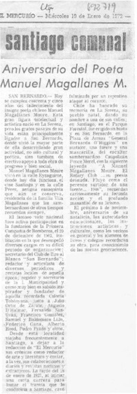 Aniversario del poeta Manuel Magallanes M.