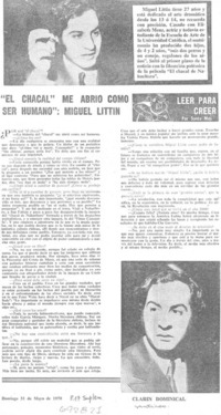 El chacal" me abrió como ser humano", Miguel Littin: [entrevista]