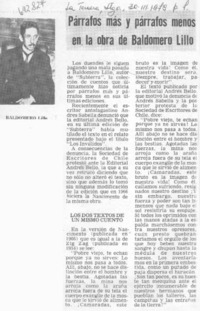 Párrafos más y párrafos menos en la obra de Baldomero Lillo.
