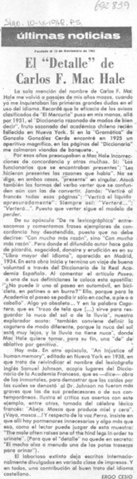 El "detalle" de Carlos F. Mac Hale