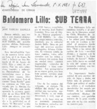 Baldomero Lillo: Sub Terra