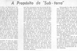 A propósito de "Sub Terra"