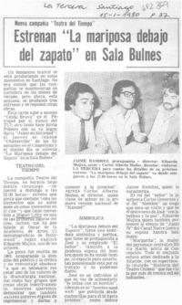 Estrenan "La mariposa debajo del zapato" en Sala Bulnes.