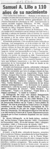 Samuel A. Lillo a 110 años de su nacimiento