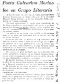 Poeta Galvarino Merino lee en grupo literario.