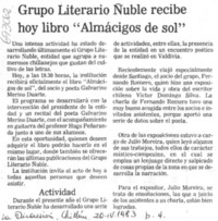 Grupo literario Ñuble recibe hoy libro "Almácigos de sol".
