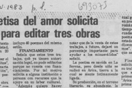 La poetisa del amor solicita apoyo para editar tres obras.