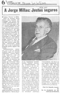 A Jorge Millas: justos seguros