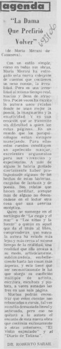 La dama que prefirió volver"