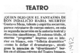 ¿Quién dijo que el fantasma de don Indalicio había muerto!