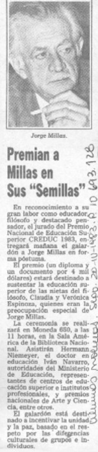 Premian a Millas en sus "Semillas".