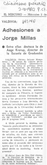 Adhesiones a Jorge Millas