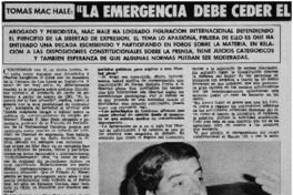 La emergencia debe ceder el paso a la normalidad constitucional": [entrevista]