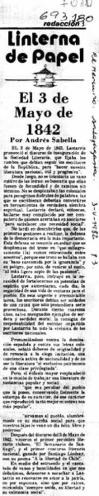 El 3 de mayo de 1842