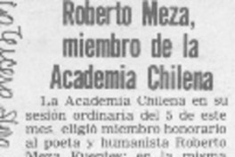 Roberto Meza miembro de la Academia Chilena.