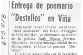 Entrega de poemario "Destellos" en Viña