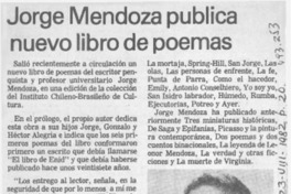 Jorge Mendoza publica nuevo libro de poemas.