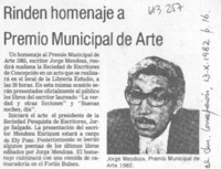 Rinden homenaje a Premio Municipal de Arte.