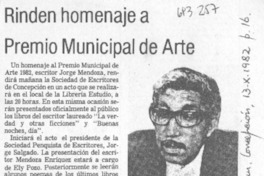 Rinden homenaje a Premio Municipal de Arte.