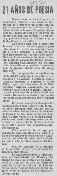 21 años de poesía.