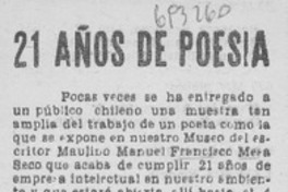 21 años de poesía.