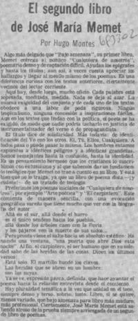 El segundo libro de José María Memet