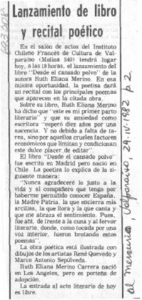 Lanzamiento de libro y recital poético.