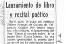 Lanzamiento de libro y recital poético.