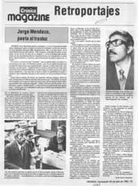 Jorge Mendoza, poeta al trasluz