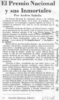 El Premio Nacional y sus inmortales