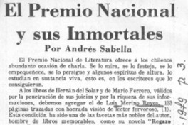 El Premio Nacional y sus inmortales