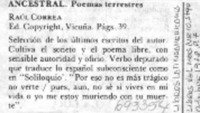 Ancestral, poemas terrestres.