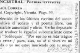 Ancestral, poemas terrestres.