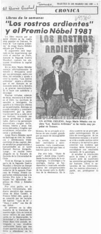 Los rostros ardientes" y el Premio Nóbel 1981.